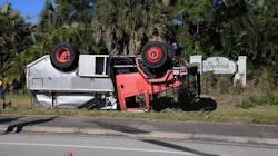 A Palm Beach County, FL, firefighter was injured Thursday in a rollover crash south of Wellington. A Palm Beach County, FL, firefighter was injured Thursday in a rollover crash south of Wellington.