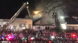Firefighters from multiple departments helped Ridgewood, NJ, crews battle a large, multi-alarm blaze that broke out in a building in the city's business district late Sunday.