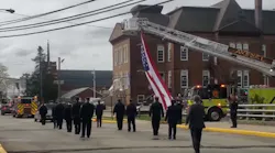 Woodbridge Township, NJ, firefighters were part of the funeral procession for resident Richard Gould on April 2, 2020, after he succumbed to the coronoavirus four days earlier.