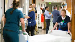 Staff at Holyoke Medical Center in Holyoke, MA, convert a portion of the hospital to accommodate an influx of coronavirus patients on April 6, 2020.
