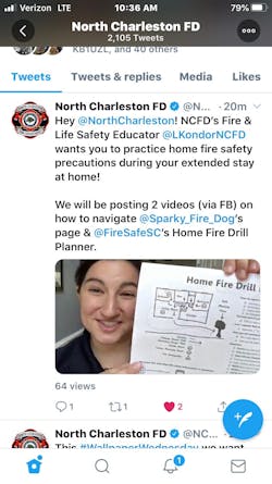 The North Charleston Fire Department makes their own creative social media program to virtually connect and educate their community on other daily risks beyond COVID-19. The North Charleston Fire Department makes their own creative social media program to virtually connect and educate their community on other daily risks beyond COVID-19.