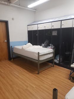 Stations were either equipped with beds from fire stations or cots from the emergency management cache. Stations were either equipped with beds from fire stations or cots from the emergency management cache.