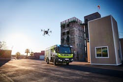 Data from DJI’s drone fleet management software, FlightHub, will be integrated seamlessly into Rosenbauer’s operation management system, which gives additional visual and thermal data to the decision-maker of the operation. Data from DJI’s drone fleet management software, FlightHub, will be integrated seamlessly into Rosenbauer’s operation management system, which gives additional visual and thermal data to the decision-maker of the operation.