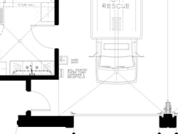Hand-washing stations located in apparatus bays allow responders to wash contaminants from their hands before entering the living spaces of the station. Hand-washing stations located in apparatus bays allow responders to wash contaminants from their hands before entering the living spaces of the station.