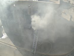 These images are were taken from the same drone that was hovering in the same place. The image at right shows the heat signature of the area. These images are were taken from the same drone that was hovering in the same place. The image at right shows the heat signature of the area.