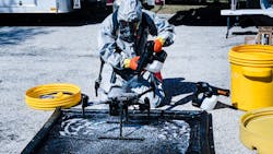 Once a drone enters a hot zone, it must have an alternate landing area where someone who is dressed in appropriate PPE awaits. Once a drone enters a hot zone, it must have an alternate landing area where someone who is dressed in appropriate PPE awaits.