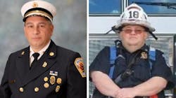 Former Wallington, NJ, Fire Chief David Pinto, who also was an EMT with the New Jersey Sports and Entertainment Authority (left), and Robert Zerman, assistant chief with Pioneer Hose Co., in Robesonia, PA.