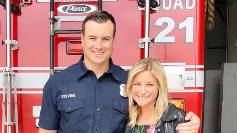 Los Angeles firefighter Eric Stevens and his wife, Amanda.