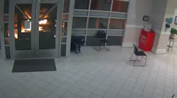Fredericksburg, VA, firefighters quickly put out two small fires that were intentionally started in front of a city police station Sunday by an unknown man.