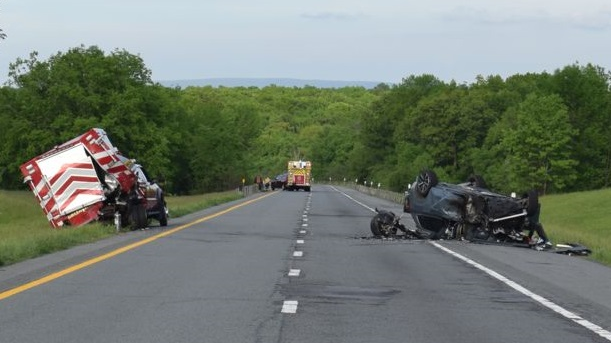 The driver of a Mountain View fire police vehicle was injured when an SUV struck the vehicle from behind in Greenville, NY, on Wednesday.
