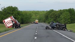 The driver of a Mountain View fire police vehicle was injured when an SUV struck the vehicle from behind in Greenville, NY, on Wednesday.