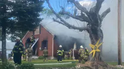 Firefighters from multiple departments battled a blaze that broke out during a standoff with police in Hilltown Township on Tuesday.