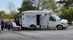 A Hunter EMS ambulance carrying a patient was involved in an accident Monday with a car on an expressway exit ramp in Plainview, NY, on Long Island