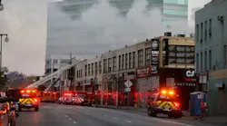 Twelve Los Angeles firefighters were injured following an explosion at a smoke shop firm Saturday.