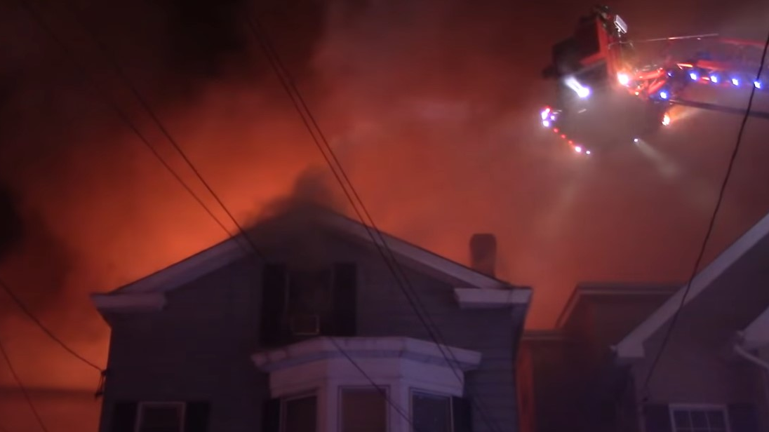 Firefighters from nine departments were needed to put out a six-alarm residential fire Saturday.