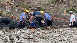 Pittsburgh firefighters, police and EMS workers rescued a construction manager who fell down a 150-foot hillside into a gully Friday.