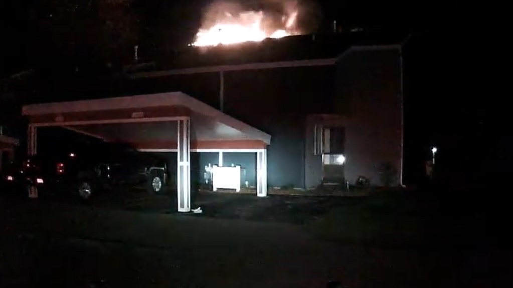 Firefighters from nine departments responded to a blaze that broke out at a six-unit townhouse in Plainfield Township, MI, late Monday.