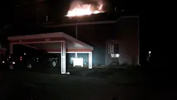 Firefighters from nine departments responded to a blaze that broke out at a six-unit townhouse in Plainfield Township, MI, late Monday.