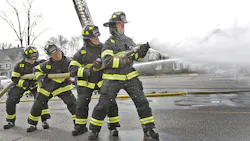 Quincy, MA, firefighter recruits James Mullaney, Derek White, Mitch Law and Brian Byrne. Quincy, MA, firefighter recruits James Mullaney, Derek White, Mitch Law and Brian Byrne.