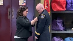 Robert Pursley Jr. was sworn in as Barbeton, OH, fire chief Thursday.