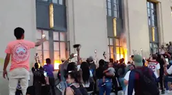 Firefighters responded to a blaze started by protesters at Nashville's Metro Courthouse on Saturday.
