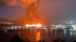 A massive fire rages at a fish warehouse on San Francisco's historic Pier 45 on May 23, 2020.