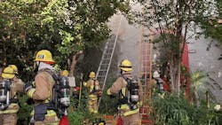 Glendale firefighters on scene during a fire at 140 Carr Drive that resulted in two firefighters suffering burn injuries when a floor collapsed beneath them on Jan. 16, 2020.