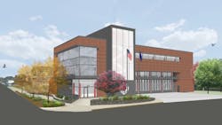 Arlington, VA, County Fire Station 8 incorporates holistically healthy strategies including secluded bunk rooms, natural light and a transition zone with a decontamination room. Arlington, VA, County Fire Station 8 incorporates holistically healthy strategies including secluded bunk rooms, natural light and a transition zone with a decontamination room.
