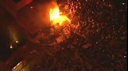 Fire begins to rage at the 3rd Police Precinct in Minneapolis on May 28, 2020, after protesters stormed the facility, forcing station personnel to evacuate. Fire begins to rage at the 3rd Police Precinct in Minneapolis on May 28, 2020, after protesters stormed the facility, forcing station personnel to evacuate.