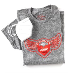 'Everyday Hero' T-Shirt with KN-95 mask. 'Everyday Hero' T-Shirt with KN-95 mask.