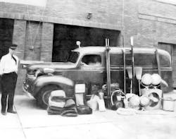 Although not called a hazmat team, the City Service Truck was placed into service in 1940 in Hastings, NE. It carried sawdust and equipment to handle gasoline and oil spills.