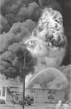 Although regulations and standards that pertain to hazmat incidents didn’t arrive until the 1980s, Hazmatology permits us to gather lessons learned from catastrophes of decades past, such as the trial and error that was applied by Memphis firefighters who faced exploding and rocketing 55-gallon drums at the Drexel Chemical fire in 1979. Although regulations and standards that pertain to hazmat incidents didn’t arrive until the 1980s, Hazmatology permits us to gather lessons learned from catastrophes of decades past, such as the trial and error that was applied by Memphis firefighters who faced exploding and rocketing 55-gallon drums at the Drexel Chemical fire in 1979.