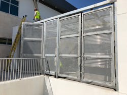 High-wind hazard is among six climatic threats to the built environment that must be considered in a basic assessment of the vulnerabilities of a future fire station or other public safety facility. All of the exterior mechanical, electrical and plumbing elements of the Naples, FL, Fire Station No. 1 are protected from impact of wind-borne debris. High-wind hazard is among six climatic threats to the built environment that must be considered in a basic assessment of the vulnerabilities of a future fire station or other public safety facility. All of the exterior mechanical, electrical and plumbing elements of the Naples, FL, Fire Station No. 1 are protected from impact of wind-borne debris.