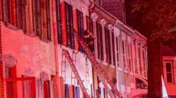 A firefighter and a resident were injured during a three-alarm blaze that broke out in a set of Allentown, PA, row houses Sunday. A firefighter and a resident were injured during a three-alarm blaze that broke out in a set of Allentown, PA, row houses Sunday.