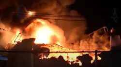 Crews from several area departments battled a fire that erupted after an asphalt tank in Gloucester City, NJ, exploded early Tuesday.