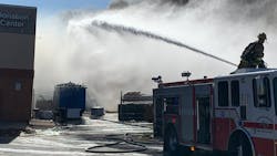 Eighty Colorado Springs, CO, firefighters worked to put out a four-alarm blaze at a Goodwill store Sunday. Eighty Colorado Springs, CO, firefighters worked to put out a four-alarm blaze at a Goodwill store Sunday.