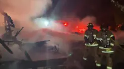 At least nine Jacksonville, FL, firefighters were injured during a cargo ship blaze and explosion Thursday.