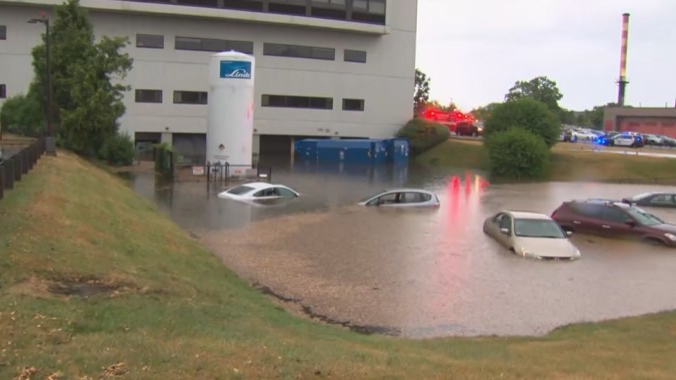 Norwood, MA, firefighters were forced to evacuate dozens of patients from the hospital and shut down the medical center's emergency room because of massive flooding caused by severe weather Sunday.