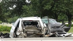 Olathe, KS, firefighters extricated nine people involved in a four-vehicle crash Sunday. Olathe, KS, firefighters extricated nine people involved in a four-vehicle crash Sunday.