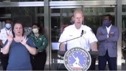 Richmond, VA, Police Chief Will Smith said firefighters were stopped by rioters from reaching the scene of a burning house that had a child inside early Sunday. Richmond, VA, Police Chief Will Smith said firefighters were stopped by rioters from reaching the scene of a burning house that had a child inside early Sunday.