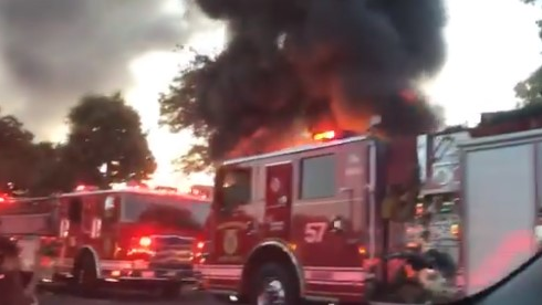 Sacramento, CA, firefighters battled a two-alarm residential blaze that sent one person to the hospital Thursday.