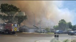 Around 200 firefighters from multiple departments battled a four-alarm brush fire that broke out near a wildlife center in Suisun City, CA, on Wednesday. Around 200 firefighters from multiple departments battled a four-alarm brush fire that broke out near a wildlife center in Suisun City, CA, on Wednesday.