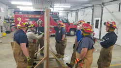 Chapin VFD firefighters receive instruction on forced entry during a training session in February 2020.