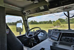 The wider cab allows for 27 inches of space between door and engine cover for both the driver and officer. The wider cab allows for 27 inches of space between door and engine cover for both the driver and officer.