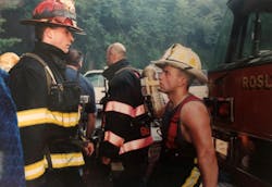 Allen R. Frye and Peter Liotta at a building fire in Roslyn in 2000. Allen R. Frye and Peter Liotta at a building fire in Roslyn in 2000.