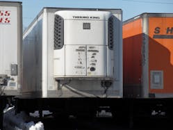 Fuel loads for commercial vehicles don&apos;t sit only in saddle tanks that are on the sides of the vehicle. For example, this refrigerated trailer utilizes a second power unit to control the climate of the inside of the trailer. This engine runs on a fuel source that&apos;s located underneath the center of the trailer.