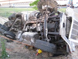 Because passenger vehicles are lighter in weight than commercial vehicles and can end up underneath them in the event of a traffic accident, moving or displacing the commercial vehicle might be necessary to remove a victim in a passenger vehicle. This vehicle was stabilized using cribbing, struts and cables in conjunction with heavy-duty wreckers, lifting the load as crews stabilized from the ground up. Because passenger vehicles are lighter in weight than commercial vehicles and can end up underneath them in the event of a traffic accident, moving or displacing the commercial vehicle might be necessary to remove a victim in a passenger vehicle. This vehicle was stabilized using cribbing, struts and cables in conjunction with heavy-duty wreckers, lifting the load as crews stabilized from the ground up.