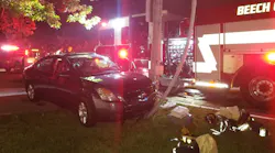 Four Beech Grove, IN, firefighters and an apparatus were struck by a suspected drunken driver Saturday.