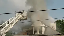 Bellevue, PA, firefighters battled a five-alarm blaze that broke out in a five-unit apartment house Friday.