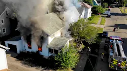 Two Canton, OH, firefighters were taken to the hospital after battling a house blaze Wednesday.